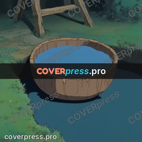 Anime style drawing: tub with blue dye