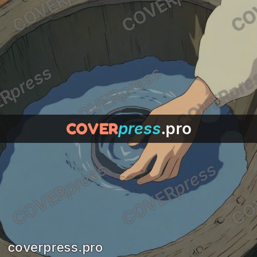 Anime style drawing: tub with blue dye
