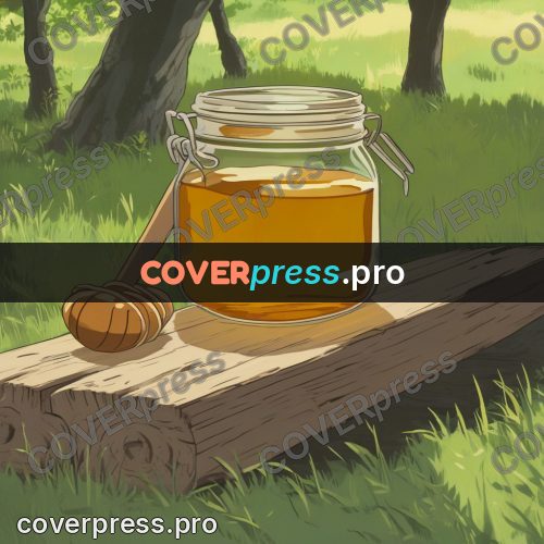 Anime style drawing: honey in a glass jar