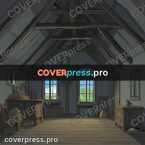 Anime style drawing: room under a sloping roof