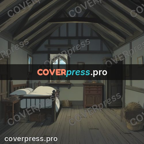 Anime style drawing: room under a sloping roof