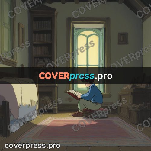 Anime style drawing: teenager reading a book