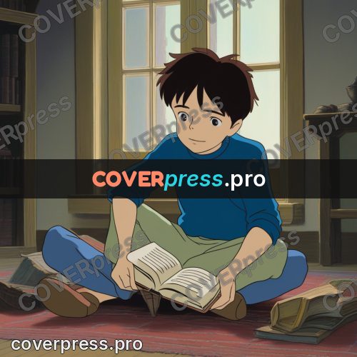 Anime style drawing: teenager reading a book