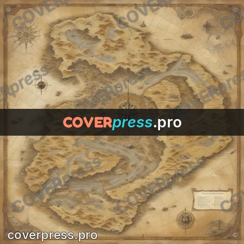 Map illustration: ochre land with dry riverbeds