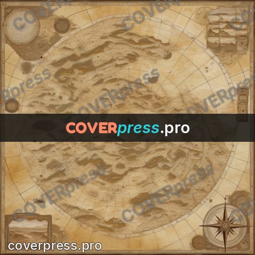 Map illustration: ochre land with dry riverbeds