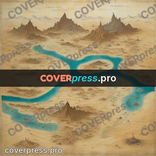 Map illustration: turquoise channels among sands