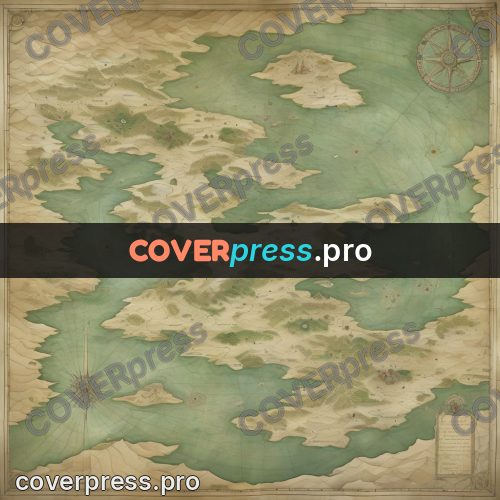 Map illustration: green sea with pale shallows
