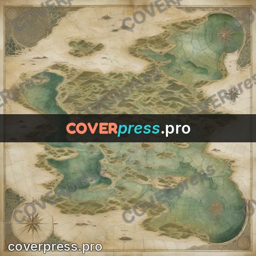 Map illustration: green sea with pale shallows