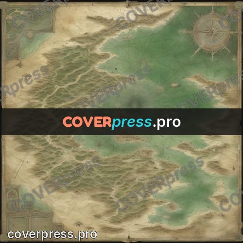 Map illustration: green sea with pale shallows