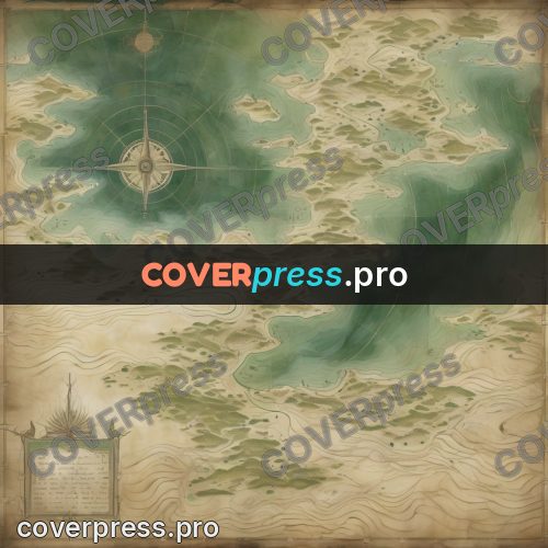 Map illustration: green sea with pale shallows