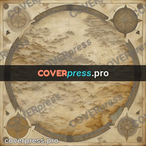 Map illustration: hills and peaks on parchment