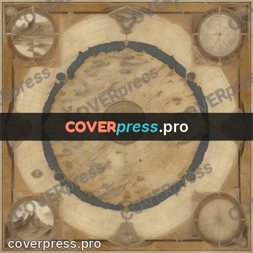 Map illustration: hills and peaks on parchment
