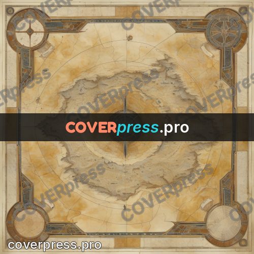 Map illustration: hills and peaks on parchment