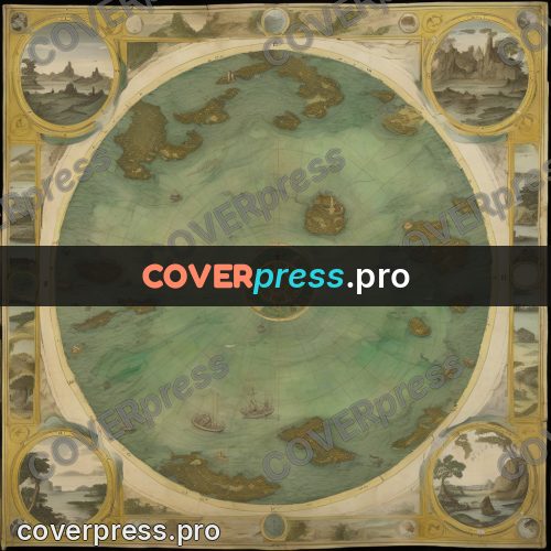 Map illustration: ring of islands around a lagoon