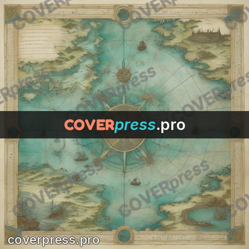 Map illustration: islands and a compass rose