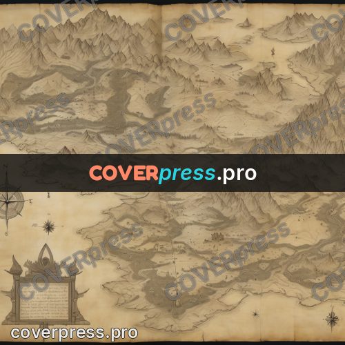 Map illustration: mountain land with rivers