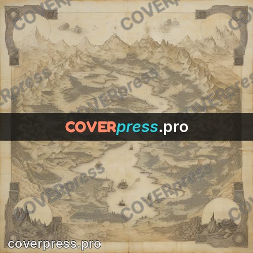 Map illustration: mountain land with rivers