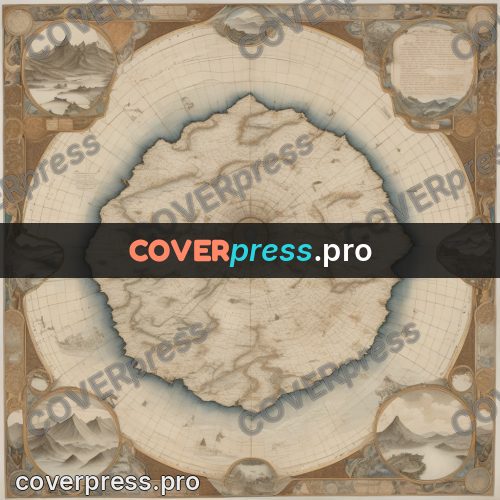 Map illustration: mountain land in a circle