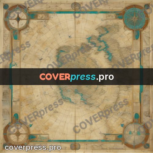 Map illustration: land and turquoise water
