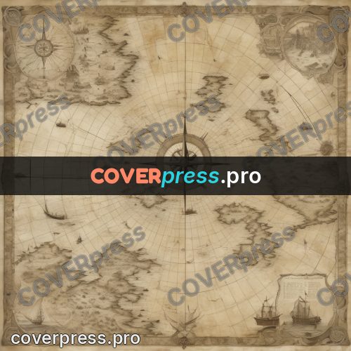 Map illustration: islands on faded parchment