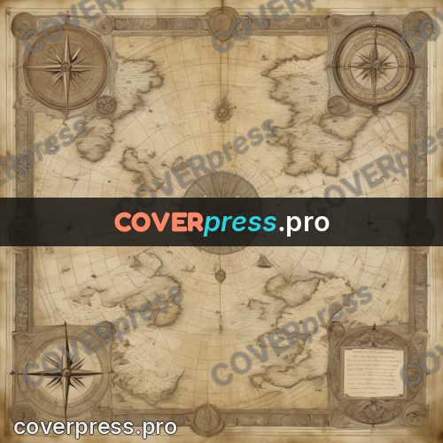 Map illustration: islands on faded parchment