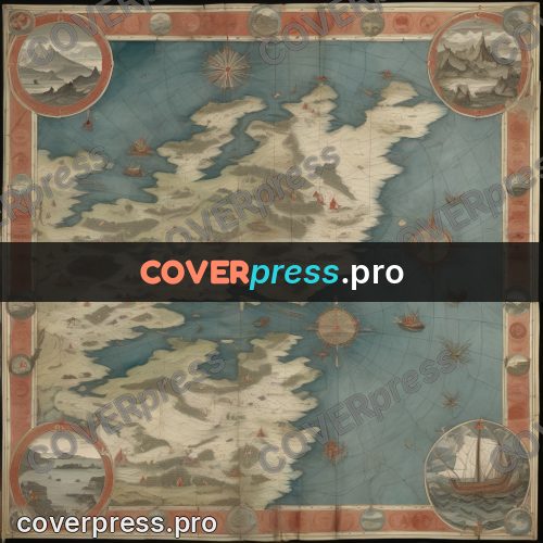 Map illustration: coasts and mountains in a border