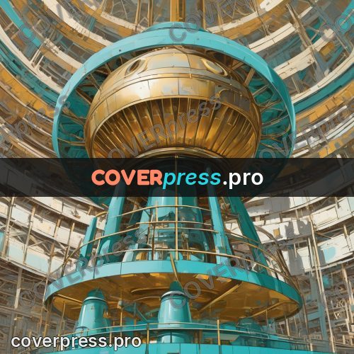 50s sci fi poster: turquoise tower with a dome