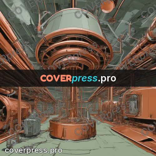 50s sci fi poster: copper pipes and domes
