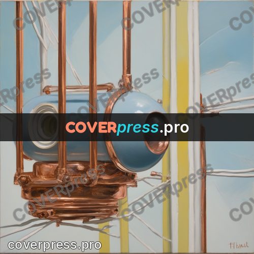 50s sci fi poster: copper pipes and a blue dome