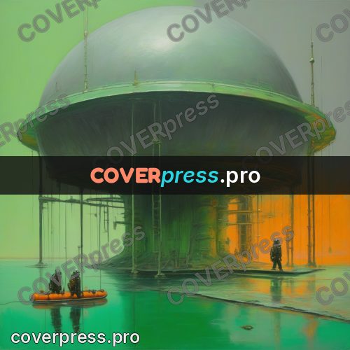 50s sci fi poster: dome on piles above water