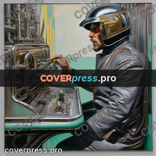 50s sci fi poster: driver in a helmet