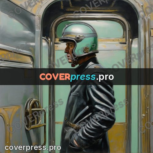 50s sci fi poster: driver in a helmet