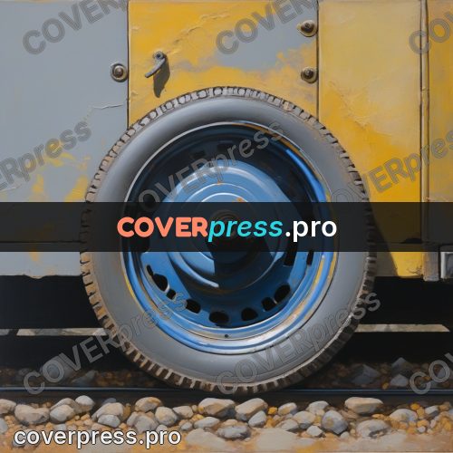 50s sci fi poster: spoked wheel on the rails