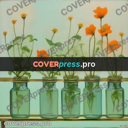 50s sci fi poster: flowers in glass jars