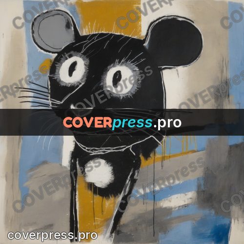 Basquiat style drawing: mouse with round ears