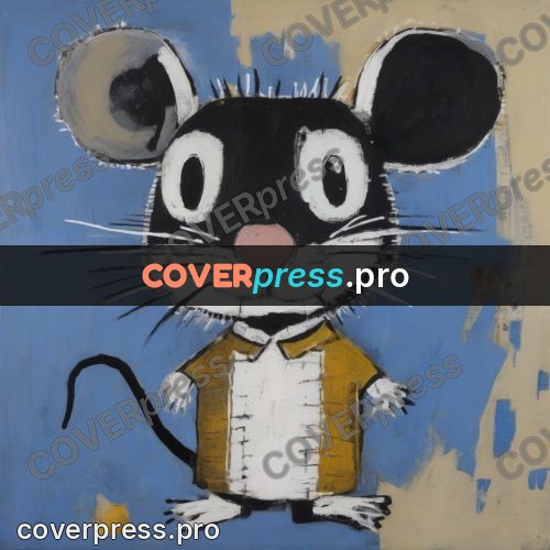 Basquiat style drawing: mouse with round ears