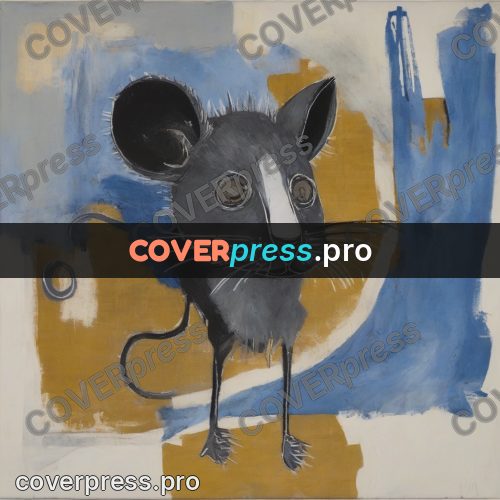 Basquiat style drawing: mouse with round ears