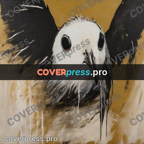Basquiat style drawing: pigeon on an ochre field