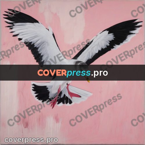 Basquiat style drawing: gull with open wings