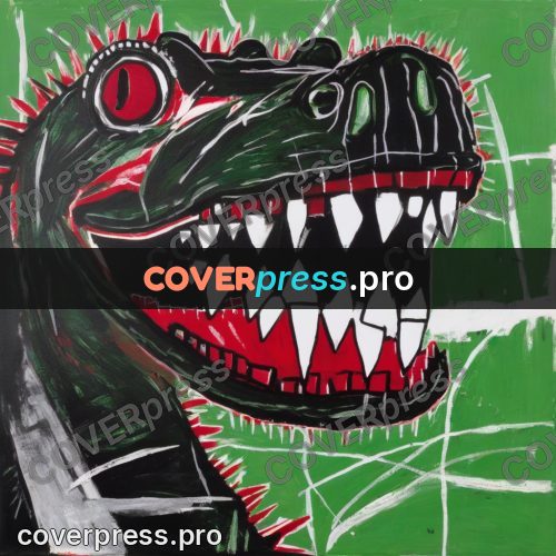 Basquiat style drawing: crocodile jaws with teeth