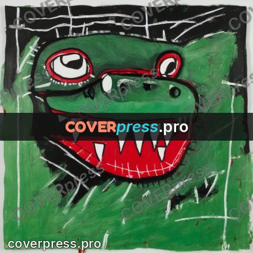 Basquiat style drawing: crocodile jaws with teeth