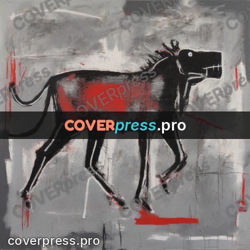 Basquiat style drawing: black figure with arms spread