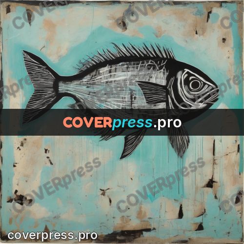 Basquiat style drawing: fish with large scales