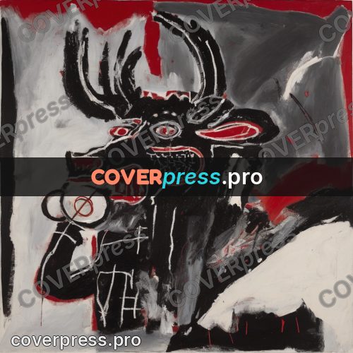 Basquiat style drawing: figure with a trumpet