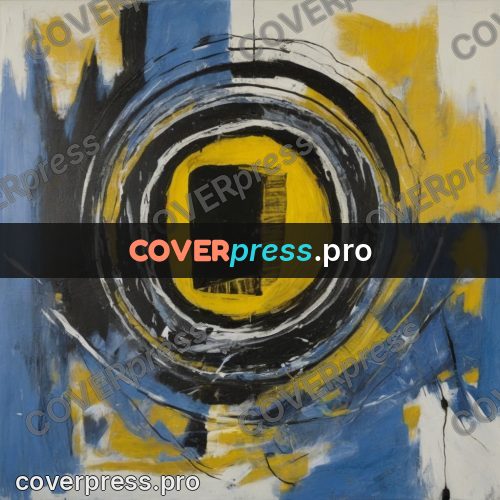 Basquiat style drawing: black circle on blue