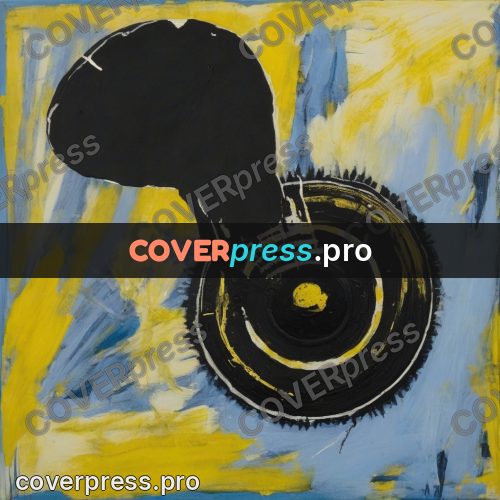 Basquiat style drawing: black circle on blue
