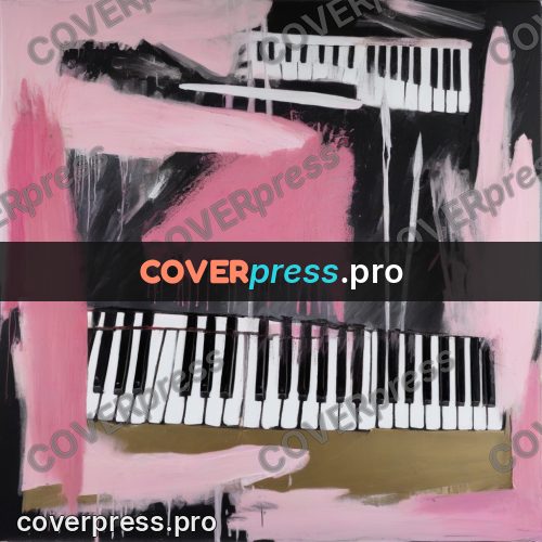 Basquiat style drawing: keys on a pink field