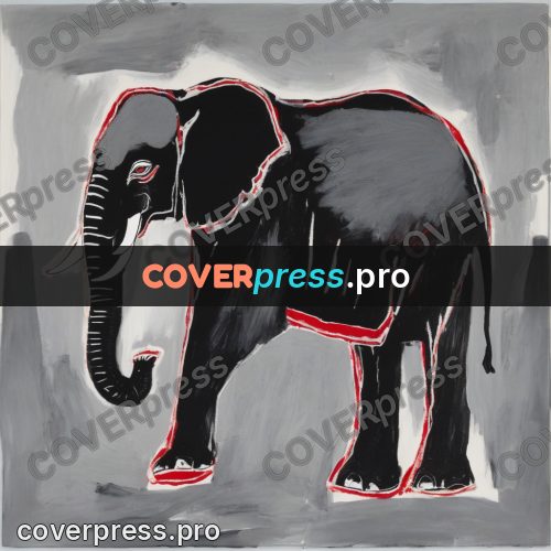 Basquiat style drawing: elephant with tusks