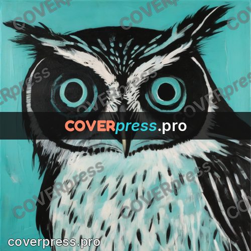Basquiat style drawing: owl with large eyes