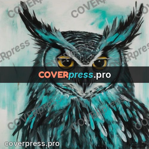 Basquiat style drawing: owl with large eyes